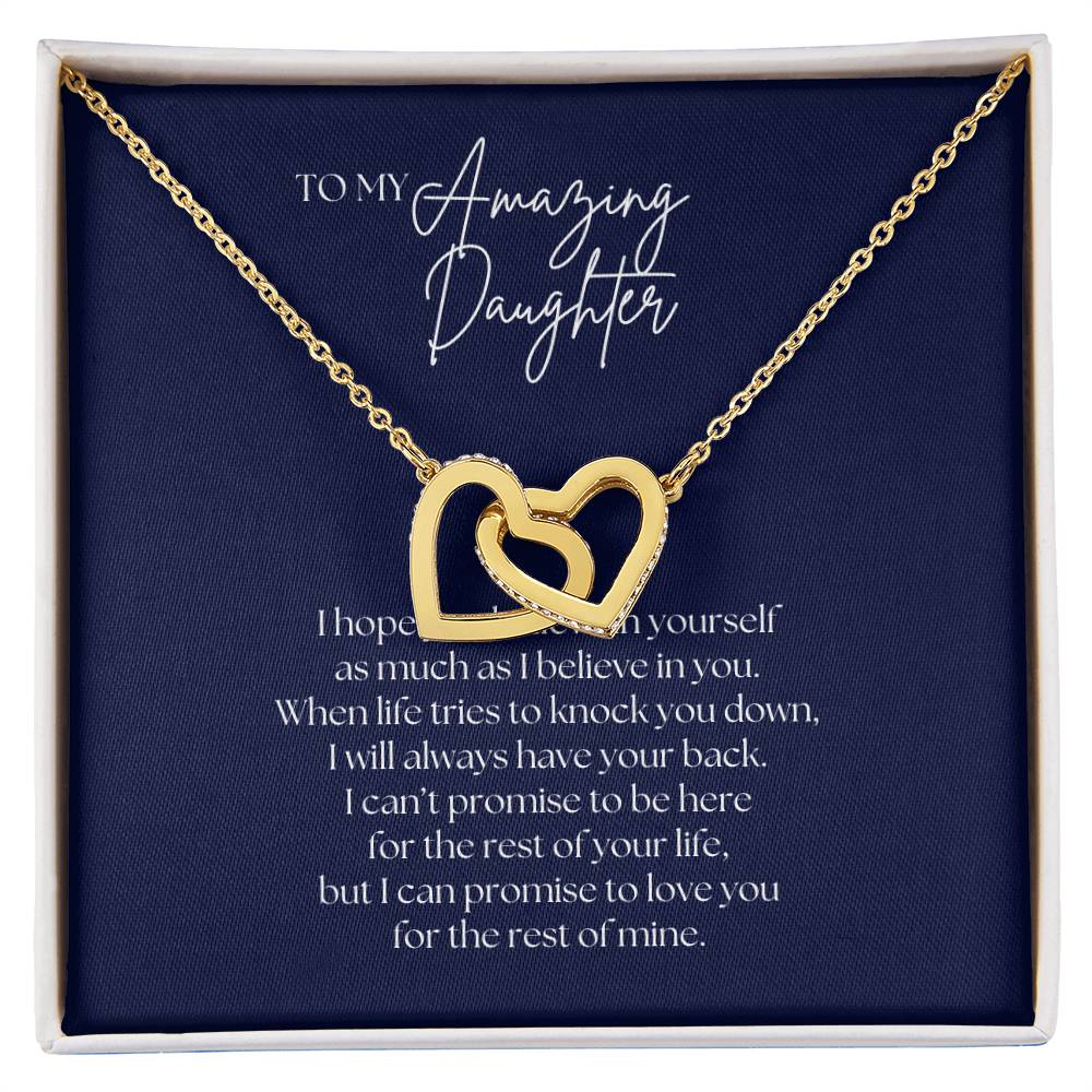 To My Amazing Daughter Necklace - Interlocking Hearts