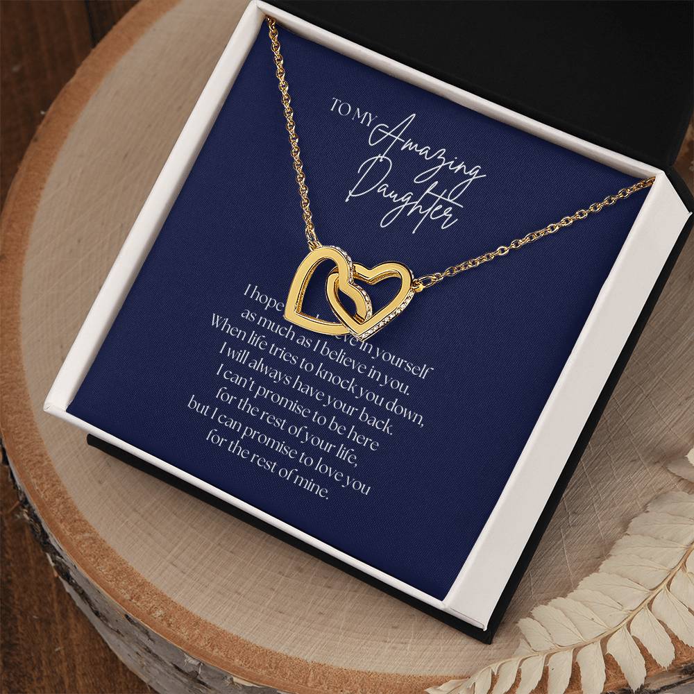 To My Amazing Daughter Necklace - Interlocking Hearts