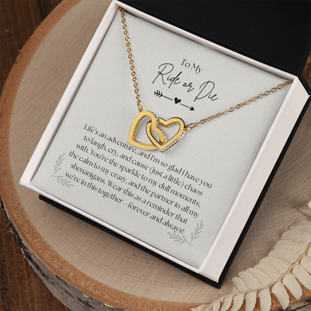 To My Ride or Die - Interlocking Hearts Necklace