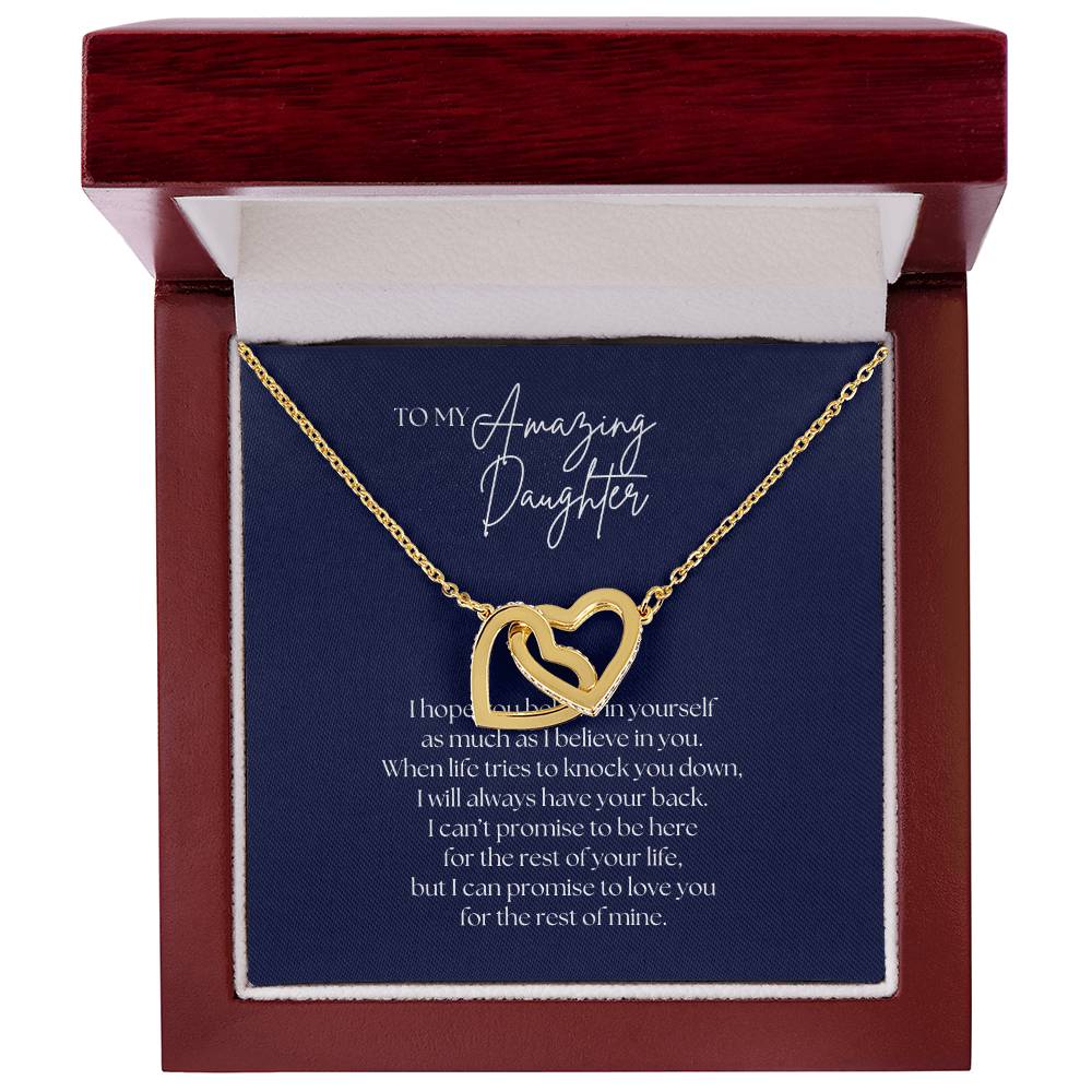 To My Amazing Daughter Necklace - Interlocking Hearts