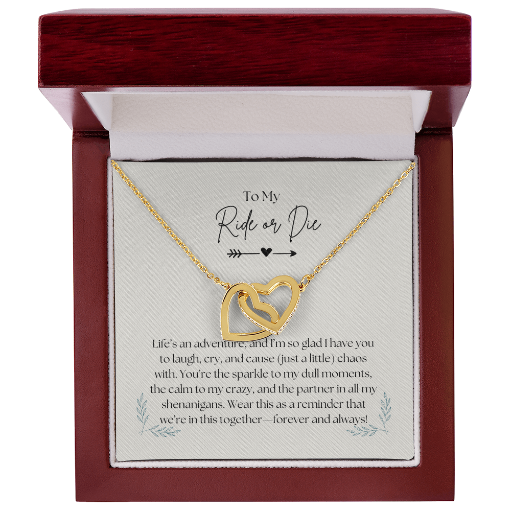 To My Ride or Die - Interlocking Hearts Necklace