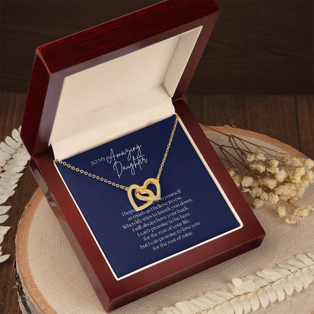 To My Amazing Daughter Necklace - Interlocking Hearts