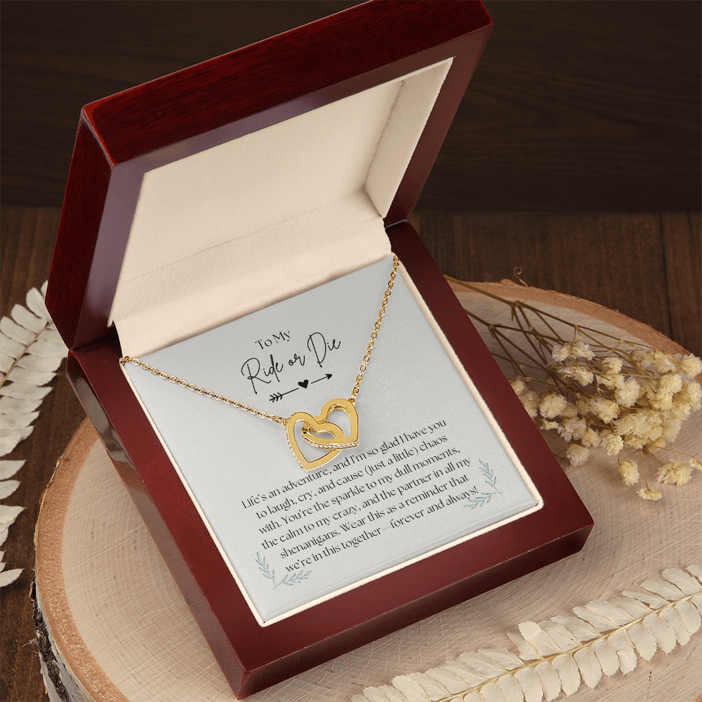 To My Ride or Die - Interlocking Hearts Necklace