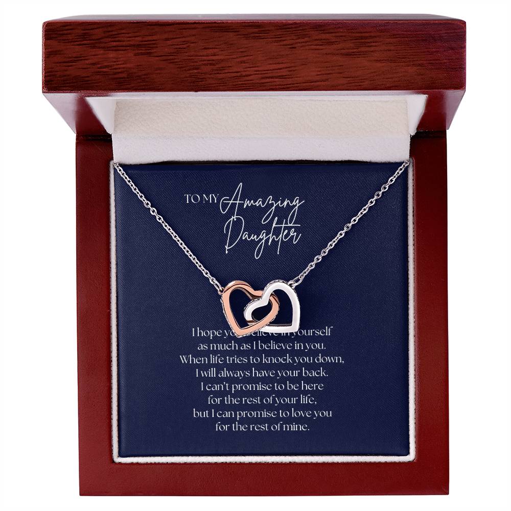 To My Amazing Daughter Necklace - Interlocking Hearts