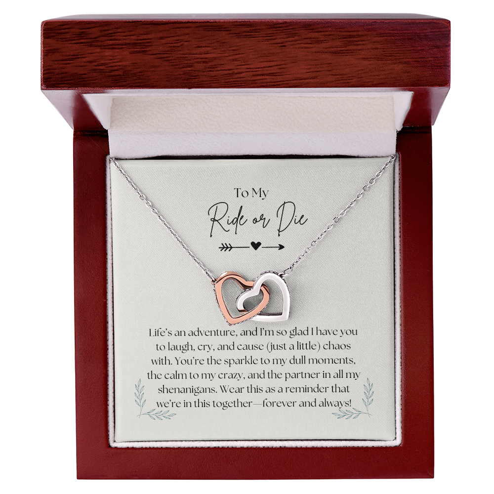 To My Ride or Die - Interlocking Hearts Necklace