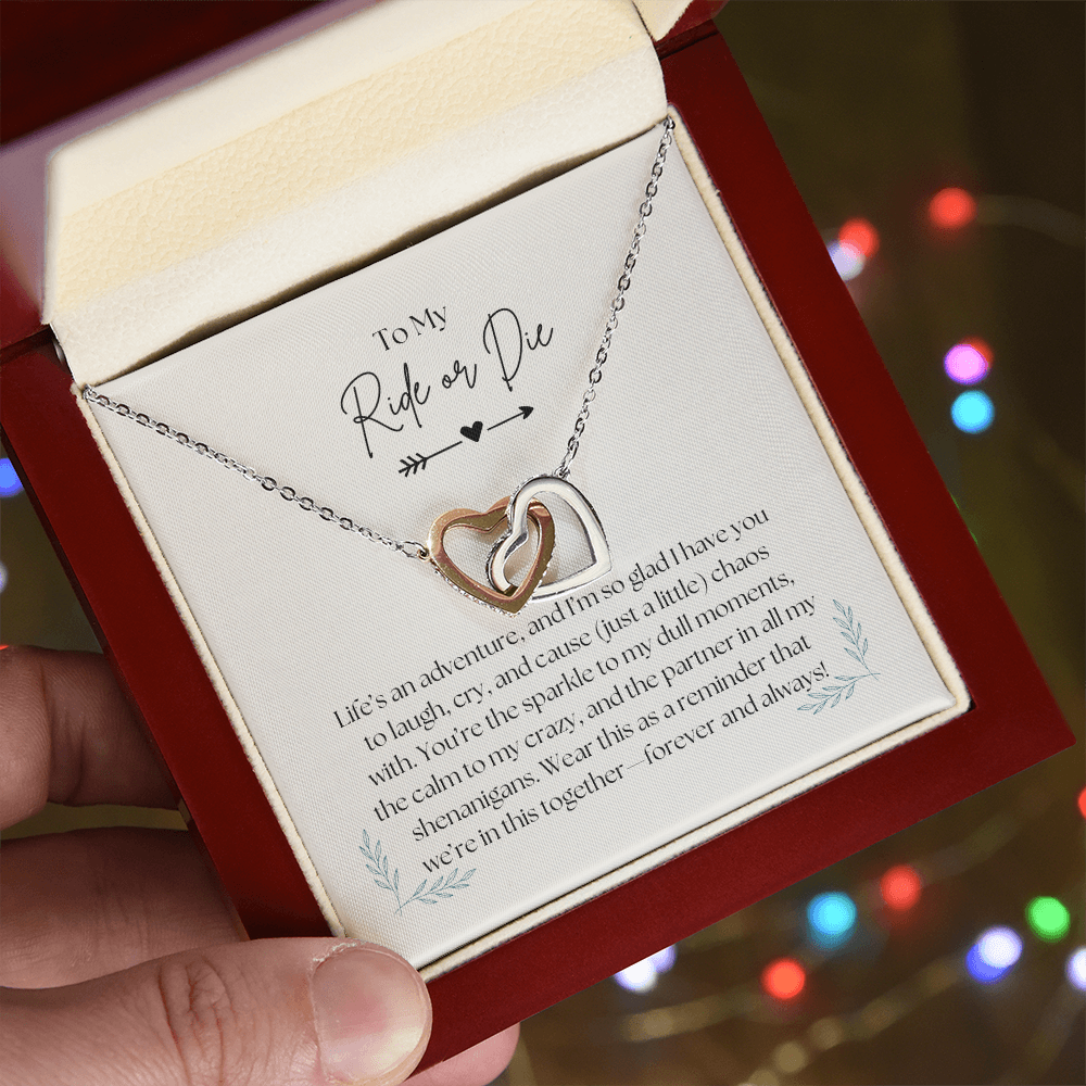 To My Ride or Die - Interlocking Hearts Necklace