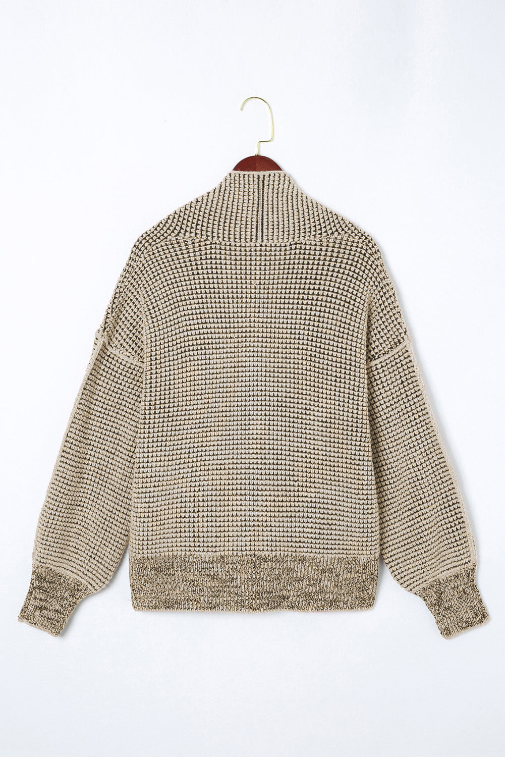 Black Chunky Knit Pockets Drop Sleeve Cardigan